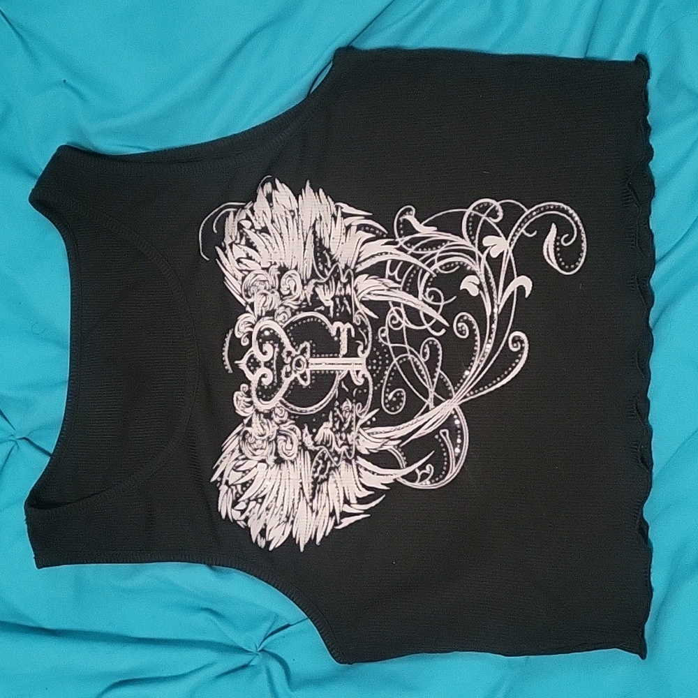 Rhinestone graphic tank top